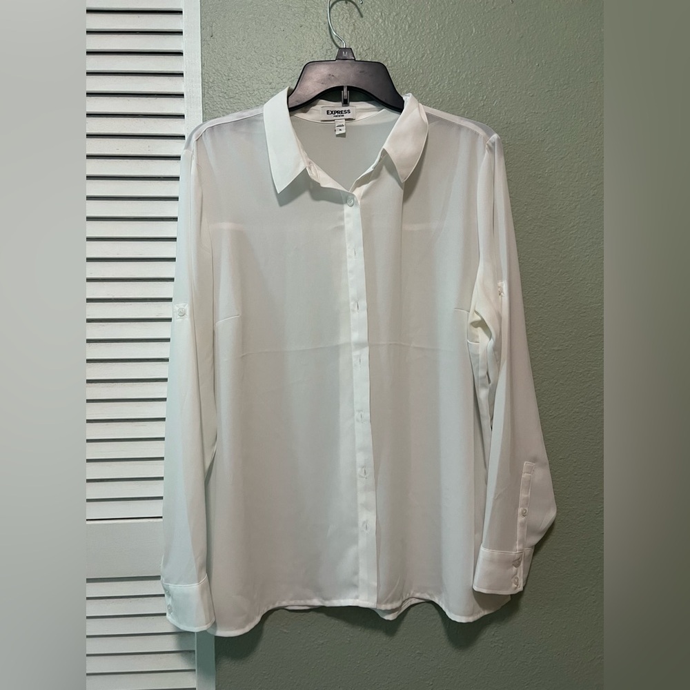 Express Men's Sheer White Dress Shirt